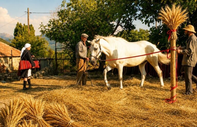 Θέρμο | Aλώνισμα στα Πετροχωρίτικα αλώνια